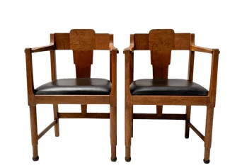 Two Art Deco Amsterdamse School Armchairs, by Frits Spanjaard, 1920s
